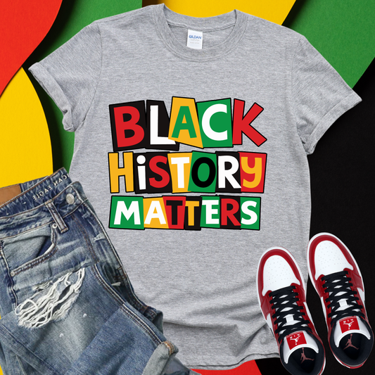 Black History Matters T-Shirt – Afrocentric Pan-African Colors | Unisex Black Tee