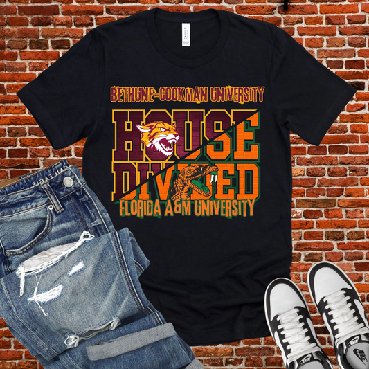 Bethune-Cookman vs Florida A&M House Divided Shirt | HBCU Rivalry Tee | BCU Wildcats & FAMU Rattlers Game Day T-Shirt
